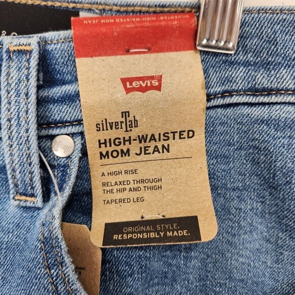 Levi's NWT Silver Tab High Waisted Mom Jean Womens 31 Distressed‎ Tapered Leg - Picture 4 of 13